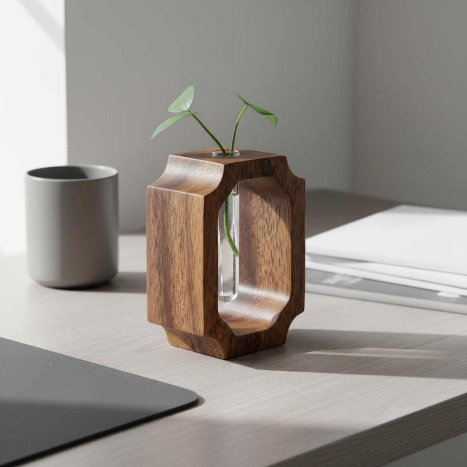 Propagation Station Vase - Walnut Wood Vase Easy to Clean