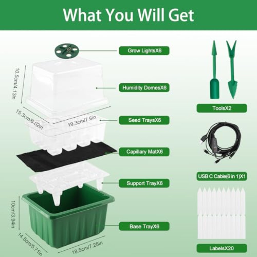 Seed Starter Tray with Light 6 - Humidity Dome Kit recension och pris